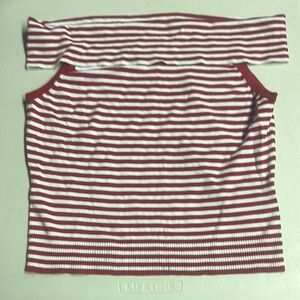 INC International Concepts Red and White Sailor Collar Crop Top